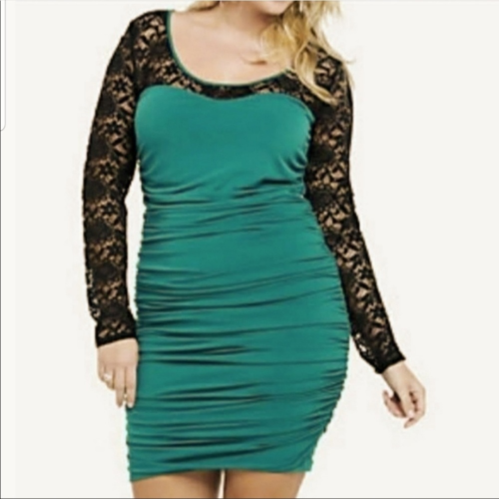 Torrid Green Laced Cinch Dress